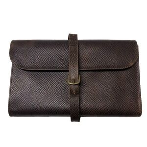 Sloane Stationery Leather Hanging‎ Wash Bag Brown Roll Design Strap Closure NEW